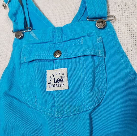 Vintage Riveted Lee Bib Overall Shorts Girls Size Large - Picture 2 of 6